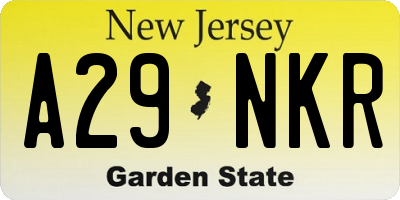 NJ license plate A29NKR