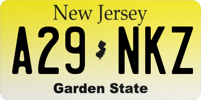 NJ license plate A29NKZ