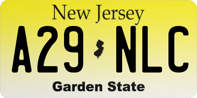 NJ license plate A29NLC