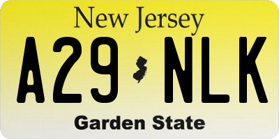 NJ license plate A29NLK