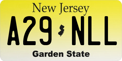 NJ license plate A29NLL