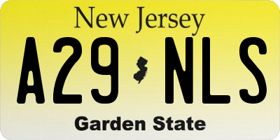 NJ license plate A29NLS