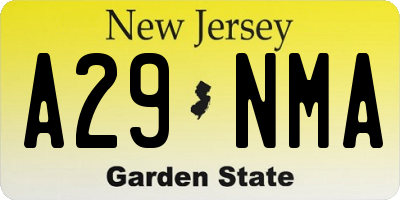 NJ license plate A29NMA