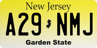 NJ license plate A29NMJ