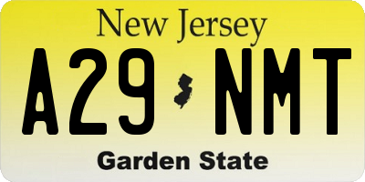 NJ license plate A29NMT