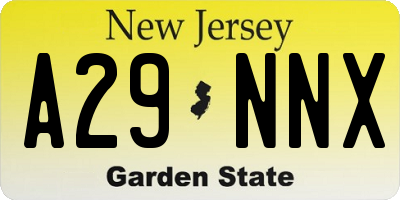 NJ license plate A29NNX