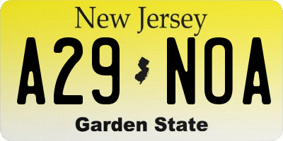 NJ license plate A29NOA