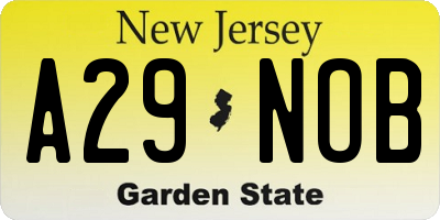 NJ license plate A29NOB