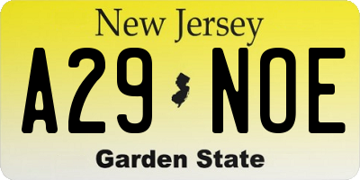 NJ license plate A29NOE
