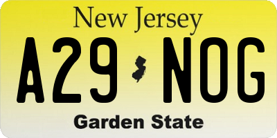 NJ license plate A29NOG