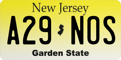 NJ license plate A29NOS