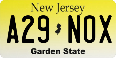 NJ license plate A29NOX