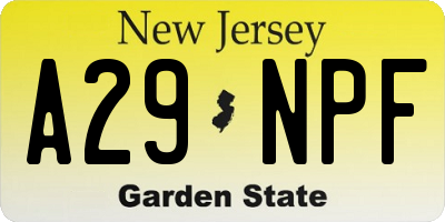 NJ license plate A29NPF