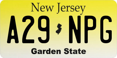 NJ license plate A29NPG