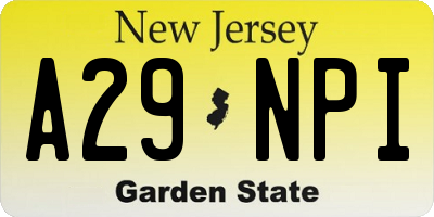 NJ license plate A29NPI