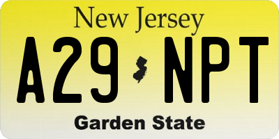 NJ license plate A29NPT