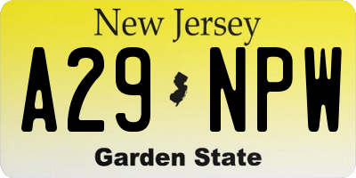 NJ license plate A29NPW