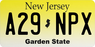 NJ license plate A29NPX