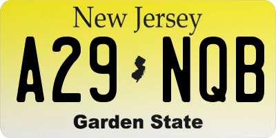 NJ license plate A29NQB