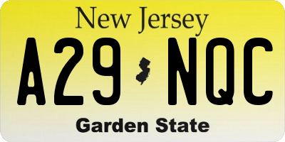 NJ license plate A29NQC