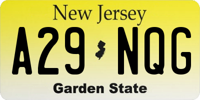 NJ license plate A29NQG