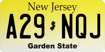 NJ license plate A29NQJ