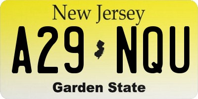 NJ license plate A29NQU
