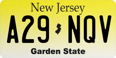 NJ license plate A29NQV