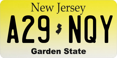 NJ license plate A29NQY