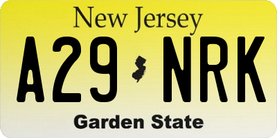 NJ license plate A29NRK