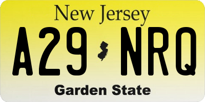 NJ license plate A29NRQ