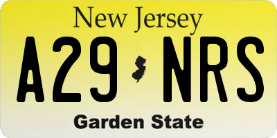 NJ license plate A29NRS