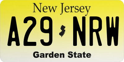 NJ license plate A29NRW