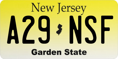NJ license plate A29NSF