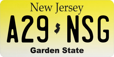 NJ license plate A29NSG