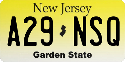 NJ license plate A29NSQ
