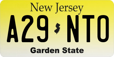 NJ license plate A29NTO