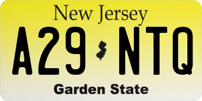 NJ license plate A29NTQ