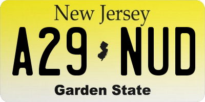 NJ license plate A29NUD
