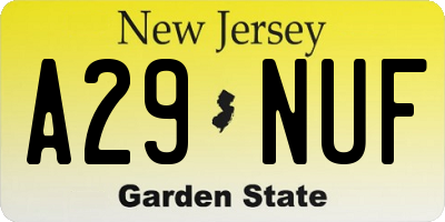NJ license plate A29NUF