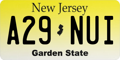 NJ license plate A29NUI