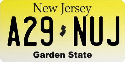 NJ license plate A29NUJ