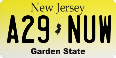 NJ license plate A29NUW