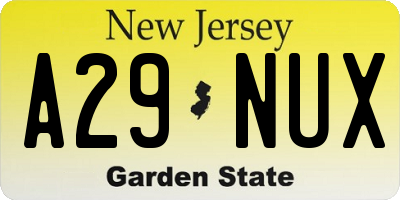 NJ license plate A29NUX
