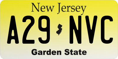 NJ license plate A29NVC