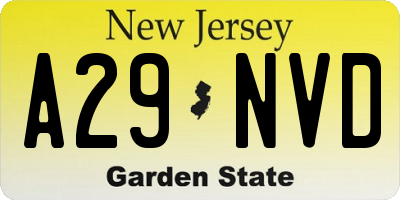 NJ license plate A29NVD
