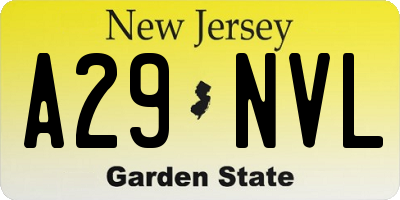 NJ license plate A29NVL