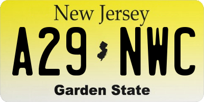 NJ license plate A29NWC