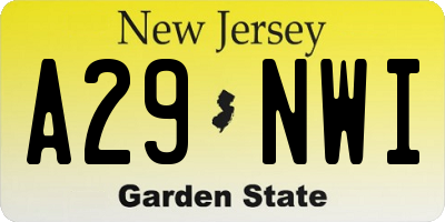 NJ license plate A29NWI
