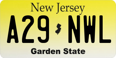 NJ license plate A29NWL